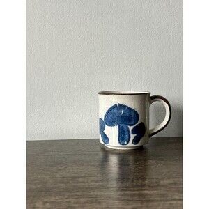Vintage Blue Mushroom Stoneware Mug